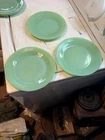 2 Fire King 9 " & 1 Not Marked  Dinner Plates Oven Jadeite Jade Restaurant Ware
