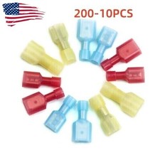 200PCS Insulated Nylon Female Male Spade Terminal Crimp AWG22-10 Wire Connectors