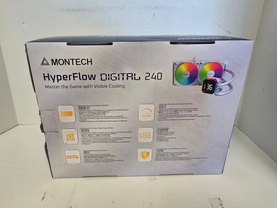 Montech HyperFlow Digital 240mm All in One Liquid CPU Cooling Kit - White - Image 2 of 4