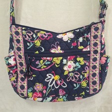 Vera Bradley Purse Crossbody Navy Blue Floral Quilted Shoulder Bag Pockets