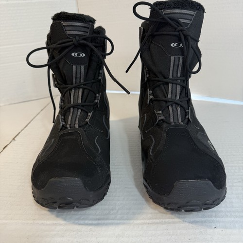 Salomon Snowtrip Thinsulate 200 Gram Waterproof Boots Mens Size 8.5 Black Hike - Picture 6 of 22