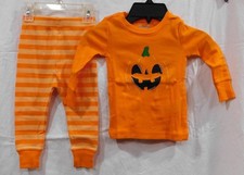 NWT -Toddler Unisex Snug-Fit Halloween Pumpkin Pajama Set Orange- Sz 12-18 mos.