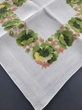 Vintage Ladies Hankie Green Floral