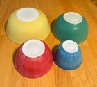 Vintage Pyrex Primary Colors Nesting Mixing Bowls Set Yellow Green Red Blue