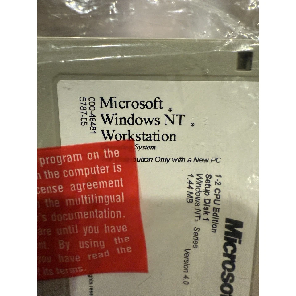 Vinrage 90s Microsoft Windows NT Workstation 4.0 Setup Disk 1-3 NEW Sealed - Image 4 of 4