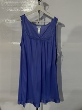Vanity Fair Coloratura Sleepwear Short Gown L Satin Trim Nightgown Violet Nighty