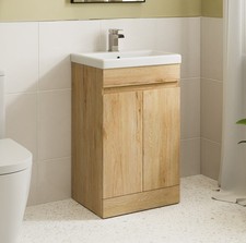 500mm Bathroom Vanity Unit Ceramic Basin Furniture Floorstanding Soft Close Oak