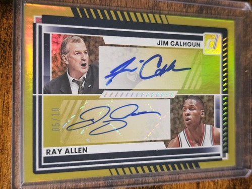 Jim Calhoun / Ray Allen #10 2025 Panini Donruss Dual Autograph card