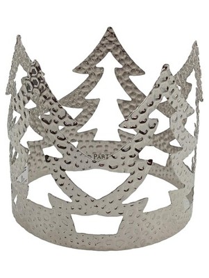 PartyLite Krone Kerzenhalter Silber Modern Metall Teelicht Deko 12cm