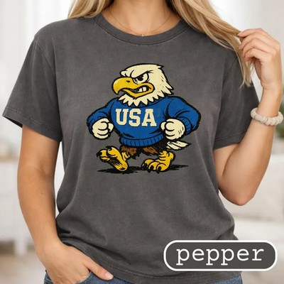 Vintage Eagle USA Comfort Tee Retro Patriotic American Flag Shirt