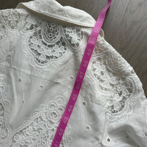 Cara Cara Raya Broderie Anglaise Cotton Midi Shirt Dress White Belt Eyelet - S - Picture 9 of 9