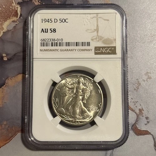 1945-D Walking Liberty Half Dollar 50C NGC AU58 Silver