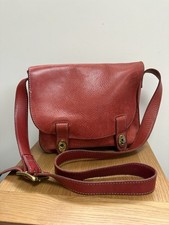 Red Medium Leather Shoulder Crossbody Bag Fossil Handbag Gold Hardware Vintage