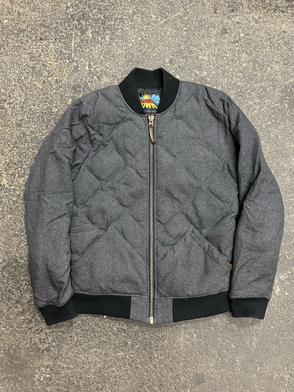 Eddie Bauer Jacket Mens S Grey 1936 Skyliner Quilted Bomber Down Filled Zip