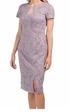J S COLLECTIONS Romantic Boohoo PANEL LACE SHORT SLEEVE SHEATH DRESS SIZE 8