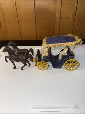 Antique 1940's Cast Iron Surrey Horse And Buggy Set Stanley Toys