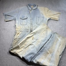 1960s Big Ben Wrangler Denim Coveralls Mens 42 Short Farm Workwear Jumpsuit Cut