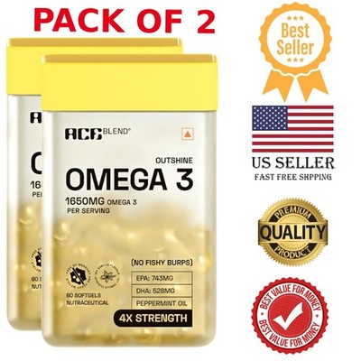 (pack 2)Ace Blend Omega 3 Fish Oil 1650mg EPA DHA Heart Brain Joint Free ship