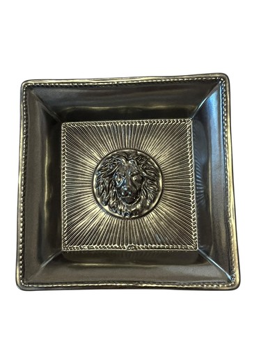 NEW Juliska Courage Lion Pottery Dish Metallic Wash Square Trinket Bowl Tray Box - Picture 3 of 12