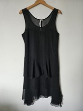 Reformed Urban Outfitters Black Chiffon Sheer Tiered Dress Size M (UK 10-12)