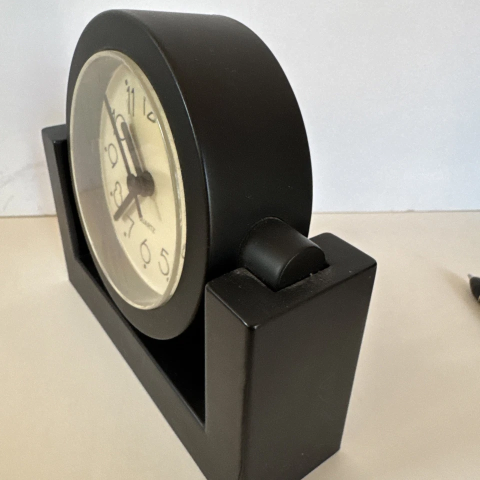 Clock Black The Swivels Vertically On A Stand - Home Or Office - Battery - Image 3 of 4