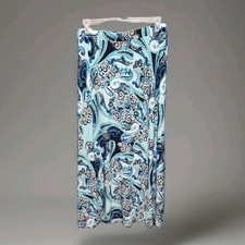 Cato Blue Paisley Pull On Knit Maxi Skirt 39" Large XL