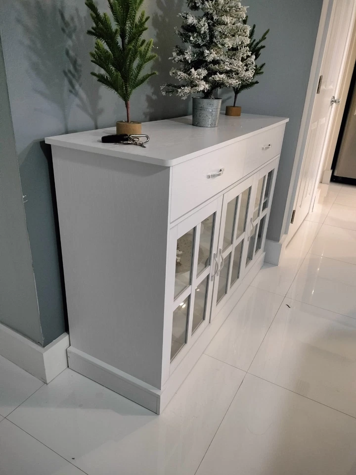 白色5抽屉梳妆台卧室33英寸高木质抽屉柜 — 第 2/4 张图片