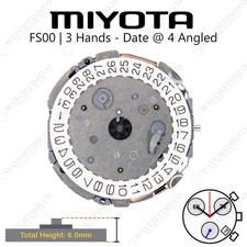 Genuine Miyota FS00 Movement Japan 3 Hands, Date at 4 Angled
