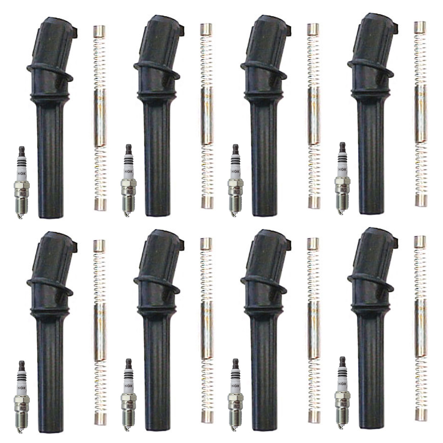 NGK 8 Iridium IX Spark Plugs  Denso Coil Boots Kit for E-150 F-150 F-250 5.4 V8