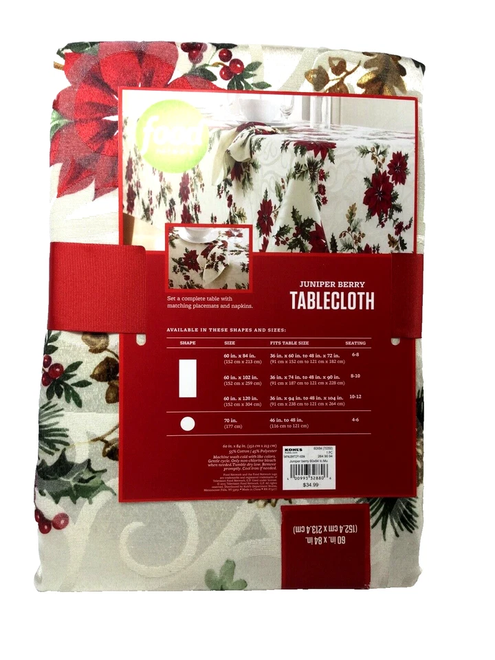 Food Network, 'Juniper Berry'  Tablecloth, 60" x 84", NIP - Image 4 of 4