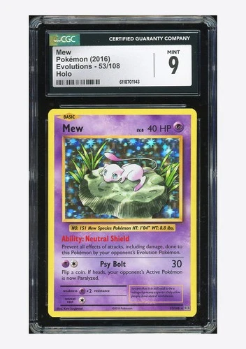 Pokemon CGC 9 Mew Holo 2016 53/108 Evolutions English