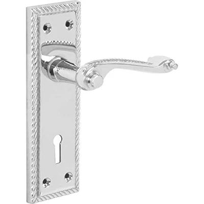 Poignées de porte à levier style géorgien Chrome poli 1 paire Poignée de ... - Photo 1/4