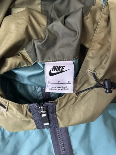Nike Men’s Hooded Full Zip Colorblock Windbreaker Jacket Green/Blue Size S image 7