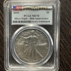 2016 $1 American Silver Eagle - 30th Anniversary -First Strike - MS70 PCGS