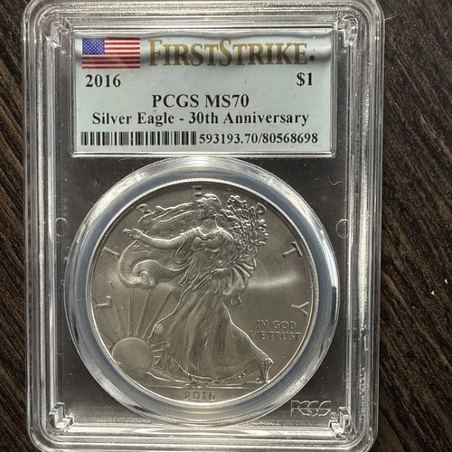2016 $1 American Silver Eagle - 30th Anniversary -First Strike - MS70 PCGS