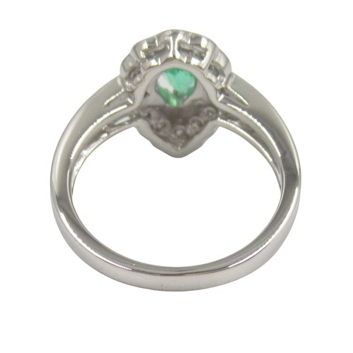 JOYERÍA Anillo de Diamantes Esmeralda Pt900 Platino Verde Usado Mujer EE. UU.... - Imagen 3 de 8