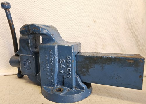 Rare Vintage Oswego Tool Co. NY Bench Vise #24-1/2A Ductile Iron 4" 57lbs. Blue