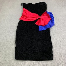 Vtg Jessica McClintock GUNNE SAX Dress Black Velvet Size 9 Bows  flaw