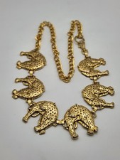 Gold Tone Vintage Leopard/Cheetah Chain Link Belt 40" Adjustable
