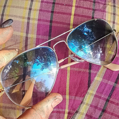 Ray-Ban Aviator Sunglasses Mirrored Blue Glass Lenses Gold Metal Frame