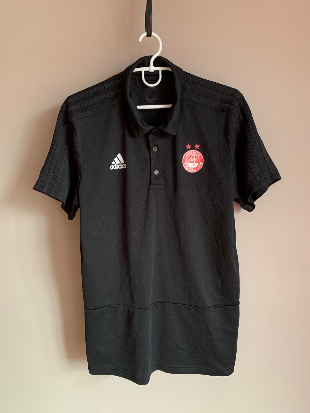 Aberdeen Training Football Polo Shirt Adidas Soccer Jersey Size L