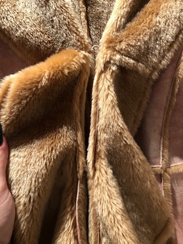 Women’s Newport News Stylish Long Jacket, Size 6, Fur, Beige, Flared Sleeves - Picture 6 of 12