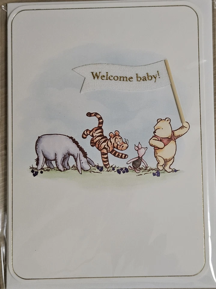 TARJETA DE BIENVENIDA BABY SHOWER PAPYRUS DISNEY MINNIE THE POOH BEAR TIGER Foto 3 de 4