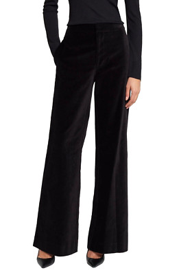 7 For All Mankind Women's Modern Dojo Flare Velvet Trousers Pants Black Size 30