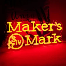Maker Mark Whiskey Neon Sign for Bar Pub Man Cave and Party Decor,Bright Led Lig