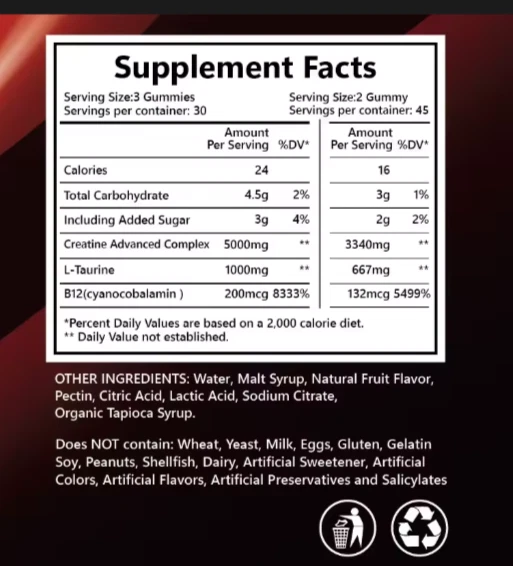 Gomitas de creatina 5g PACK 2 y 60 DÍAS gomitas monohidratadas de creatina 5000 mg - BERRY Foto 2 de 4