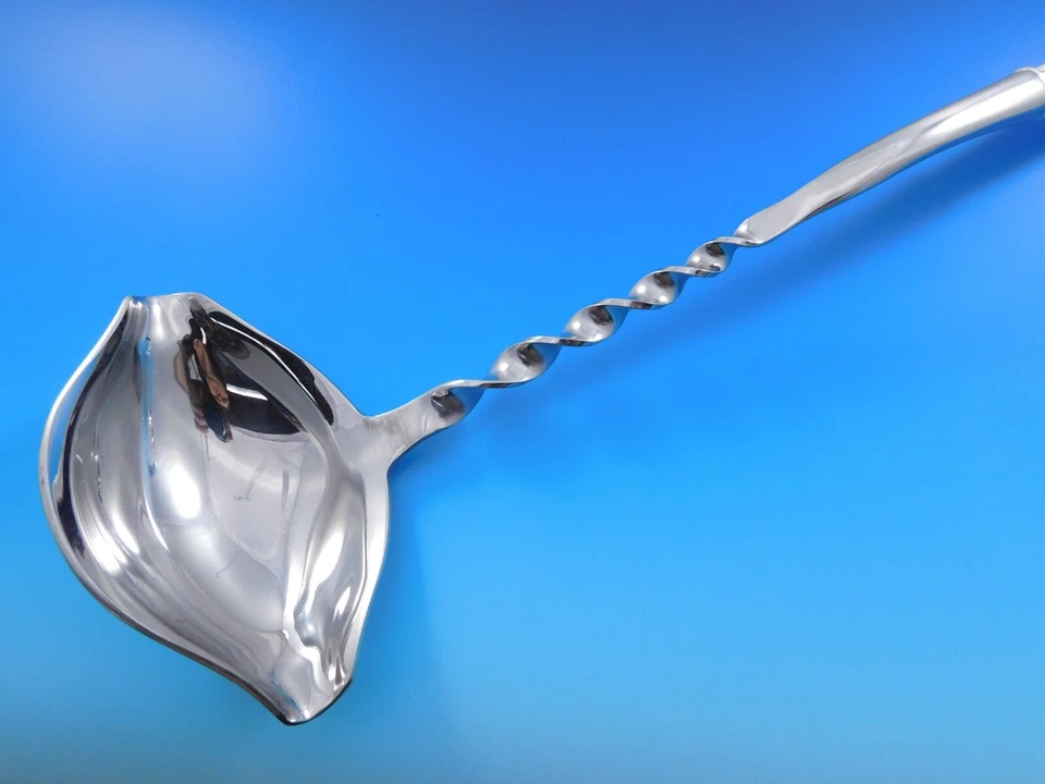 Cucharón perforador William and Mary de Lunt de plata esterlina torcido 14" HHWS hecho a medida Foto 4 de 4