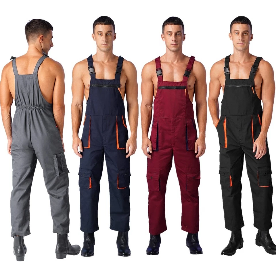 Mens Wear Resistant Work Overalls Lightweight Jumpsuit Coveralls with Pockets - Image 2 of 4