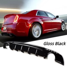 Rear Bumper Diffuser Valance Shark Fins Gloss Black Fits 2015-2023 Chrysler 300