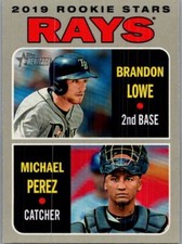 2019 Topps Heritage #9 Rays 2019 Rookie Stars (Brandon Lowe / Michael Perez)